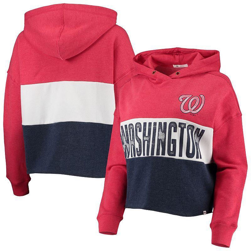 Womens 47 Heathered /Heathered Navy Washington Nationals Lizzy Cropped Pullover Hoodie Product Image