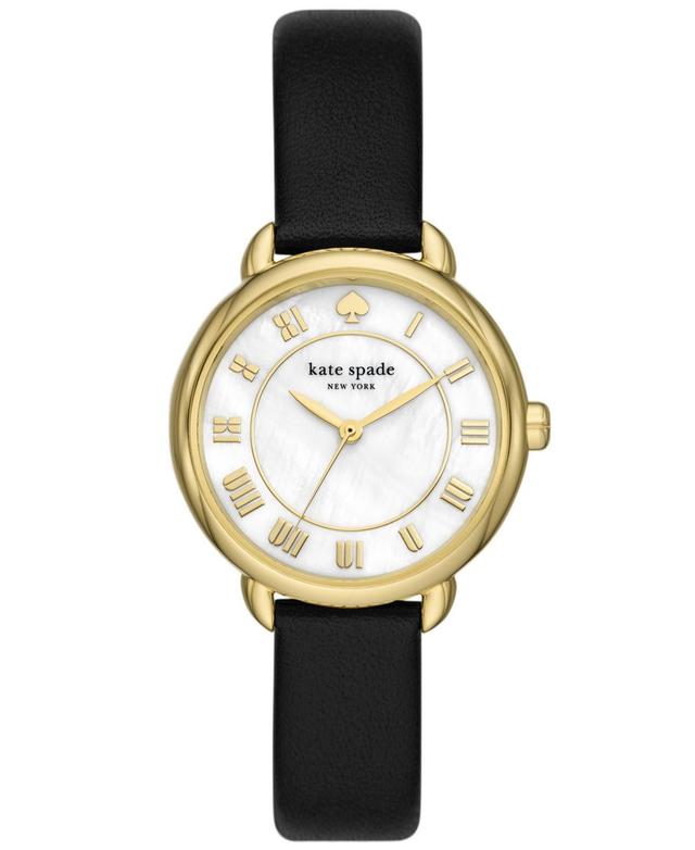 Kate Spade New York Womens Lily Avenue Black Leather Watch 34mm - Black Product Image