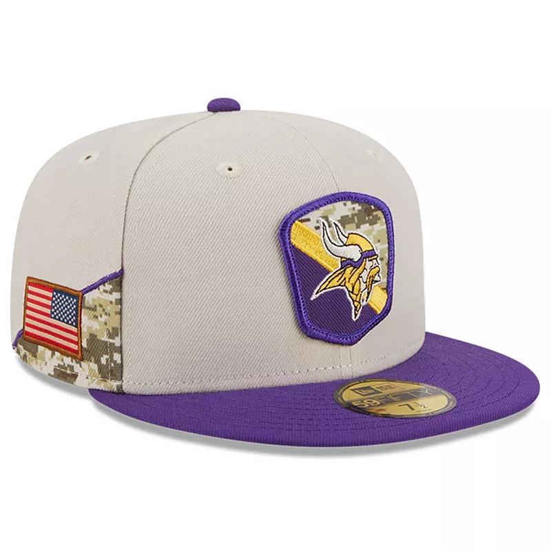 Mens New Era Stone/Purple Minnesota Vikings 2023 Salute To Service 59FIFTY Fitted Hat Product Image