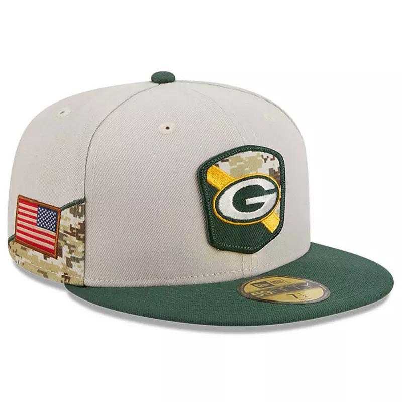 Mens New Era Stone/Green Green Bay Packers 2023 Salute To Service 59FIFTY Fitted Hat Product Image