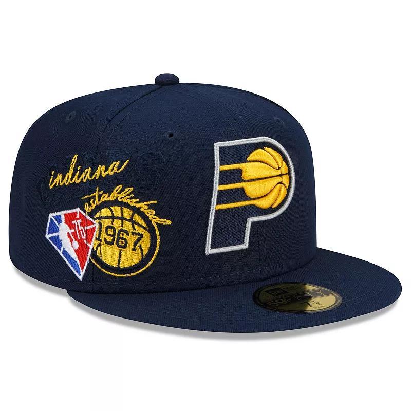 Mens New Era Indiana Pacers Back Half 59FIFTY Fitted Hat Blue Product Image