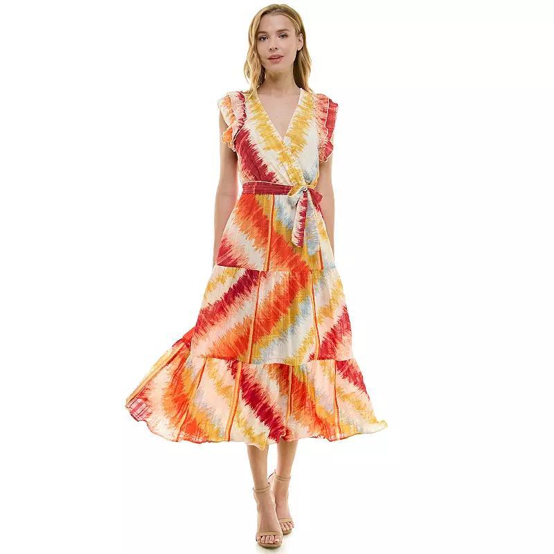 Womens Figueroa & Flower V-Neck Flutter Sleeve Belted Maxi Dress Product Image