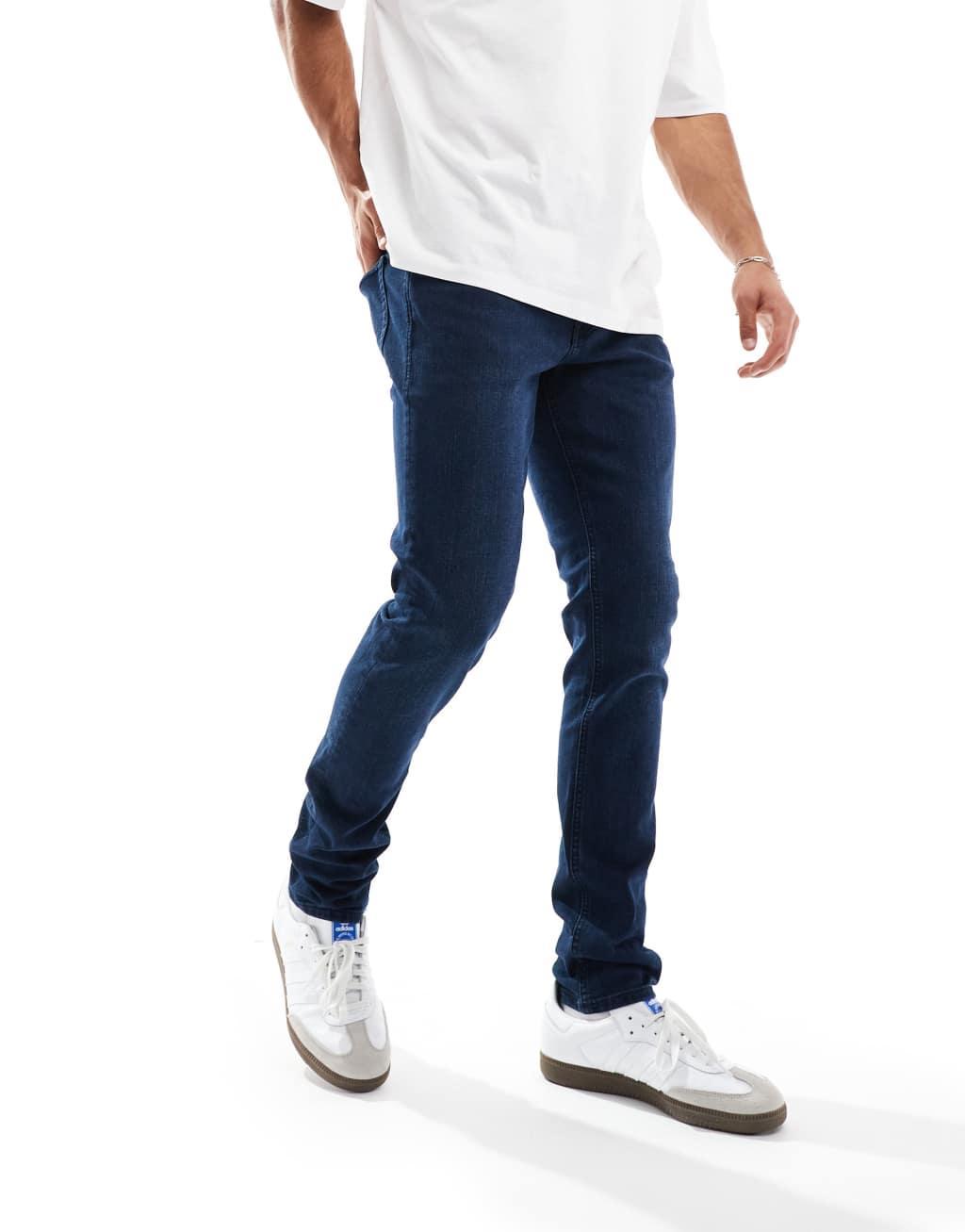 Jack & Jones liam skinny jeans in dark blue wash  Product Image