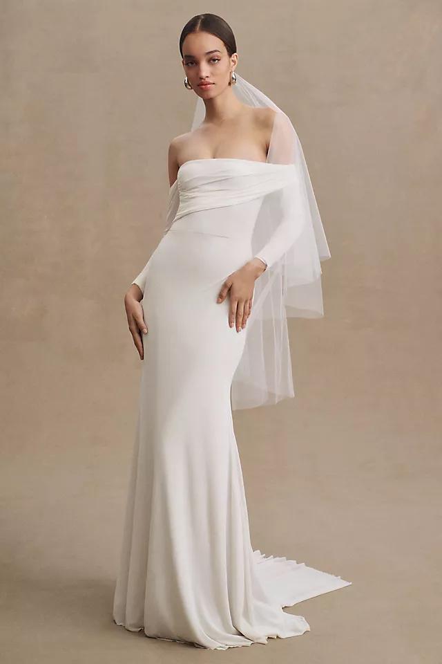 Wtoo by Watters Milligan Off-The-Shoulder Long-Sleeve Column Wedding Gown Product Image