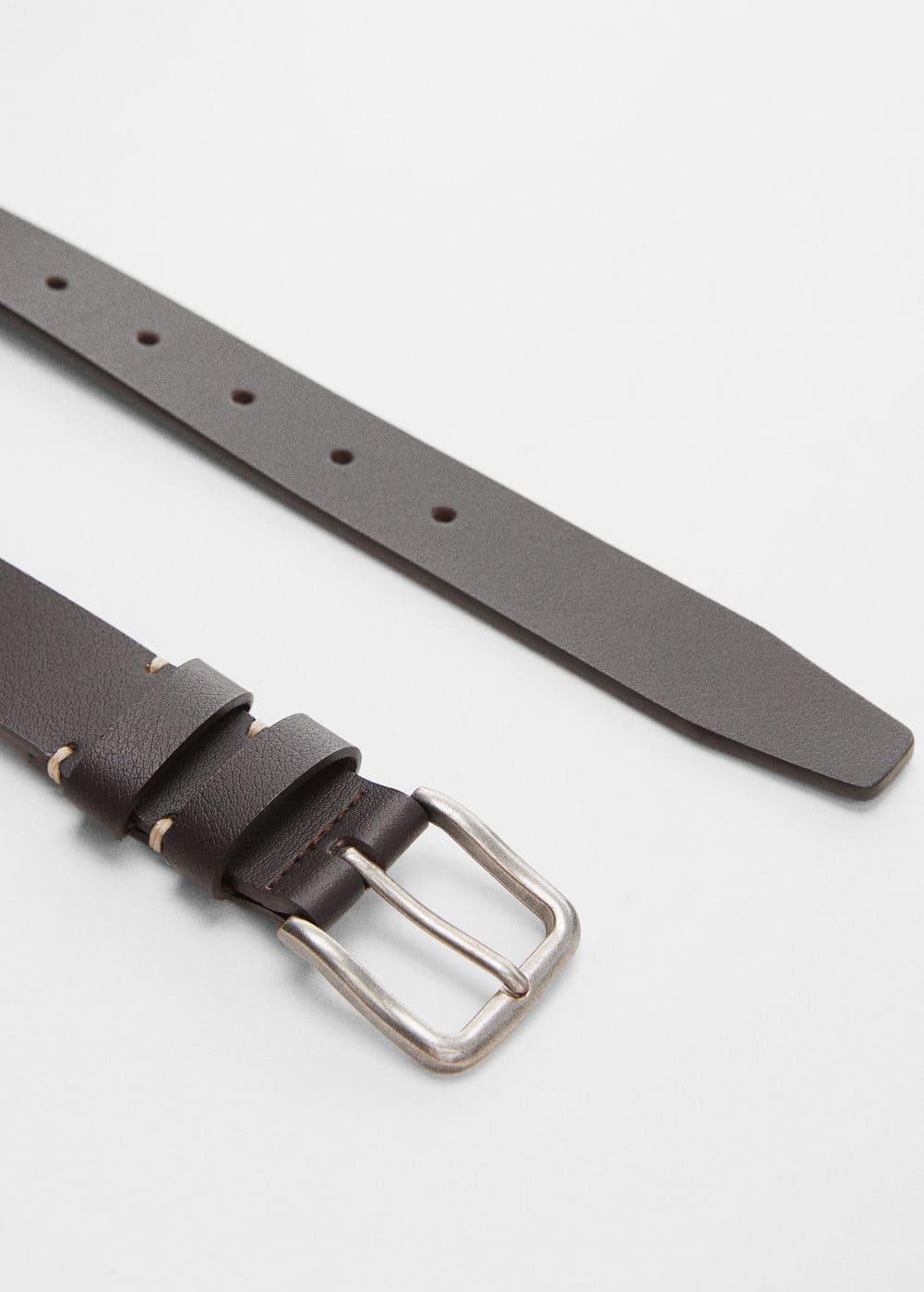 MANGO MAN - Buckle leather belt brownMen Product Image