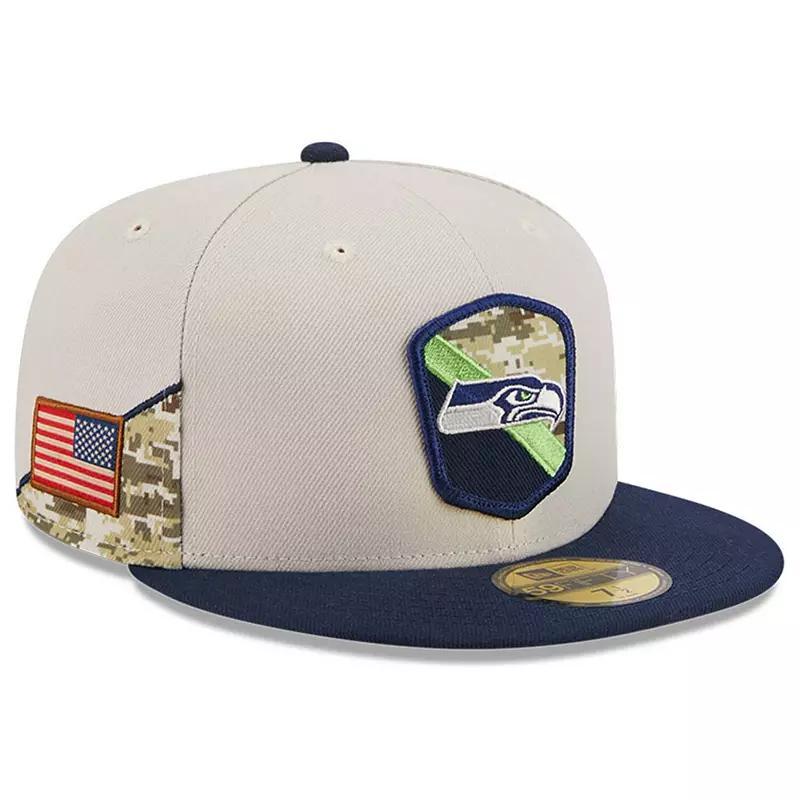 Mens New Era Stone/College Navy Seattle Seahawks 2023 Salute To Service 59FIFTY Fitted Hat Product Image