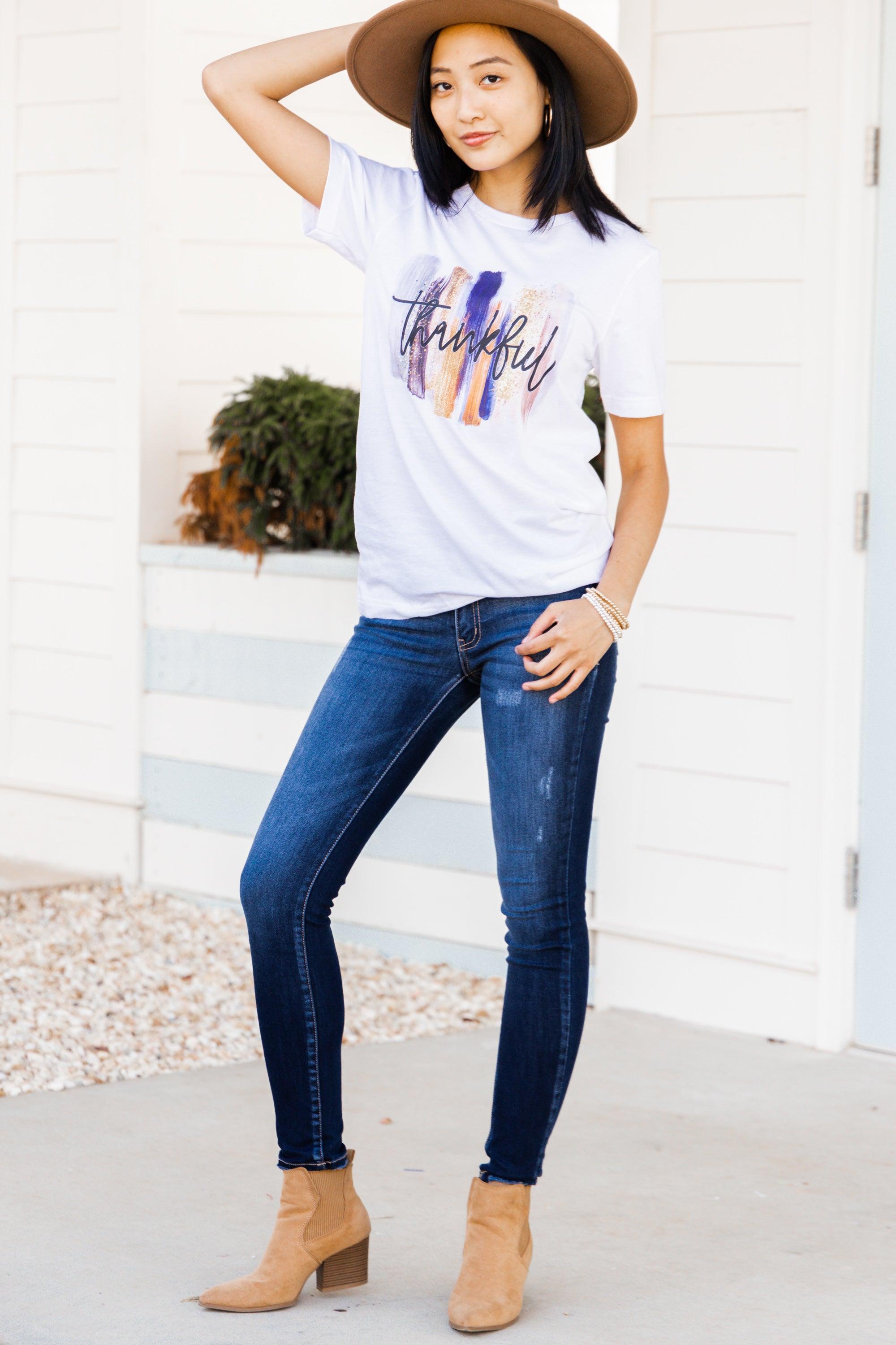 So Thankful White Graphic Tee Female Product Image