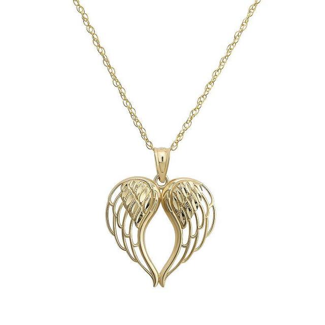 Forever 14k 14k Gold Two-Wing Heart Pendant Necklace, Womens Product Image