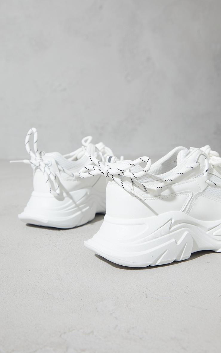 White Combat Lace Up Double Sole Chunky Sneakers Product Image