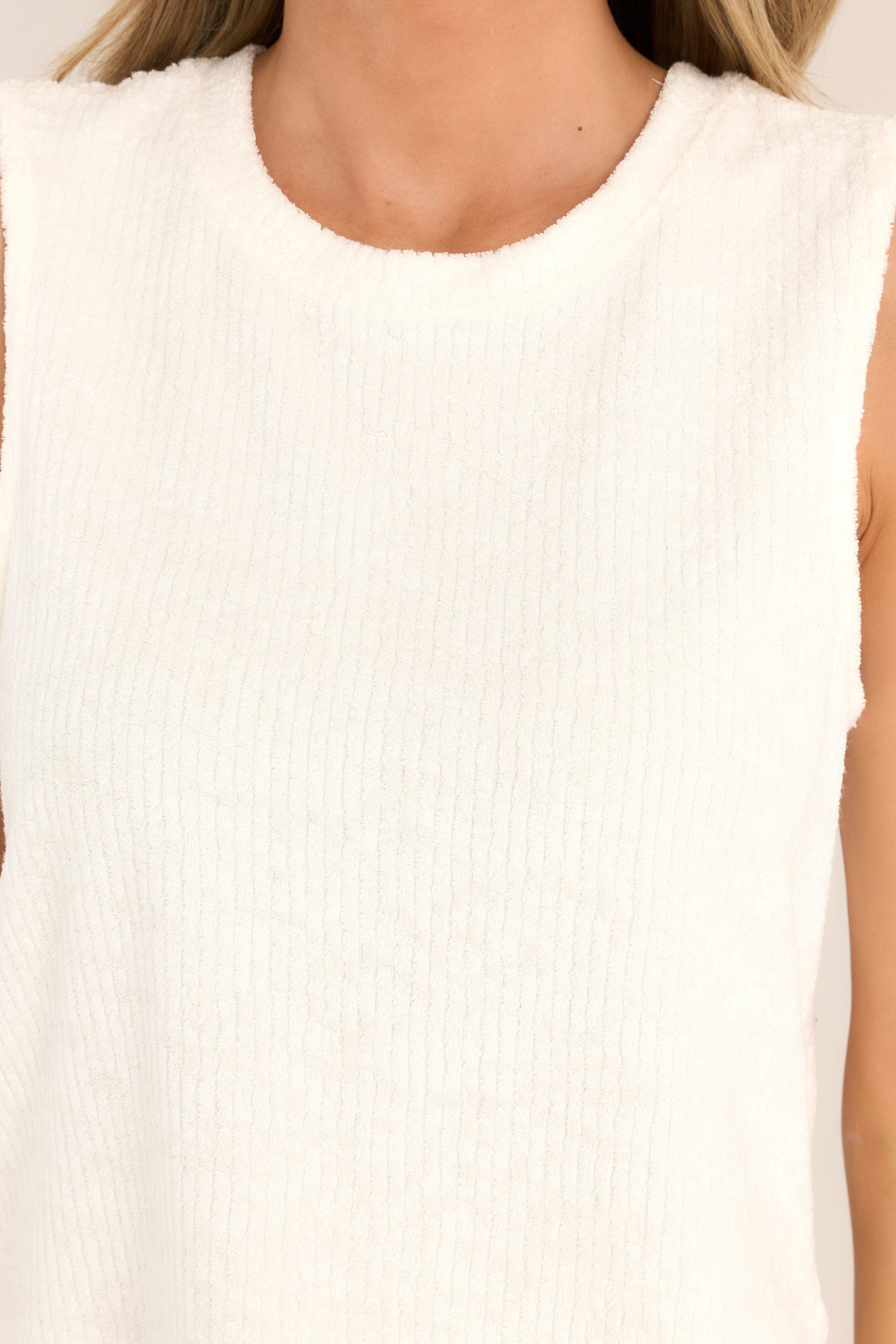 Z Supply Z-Supply Libby Rib Cloud Dancer Terry Tank Top White Product Image