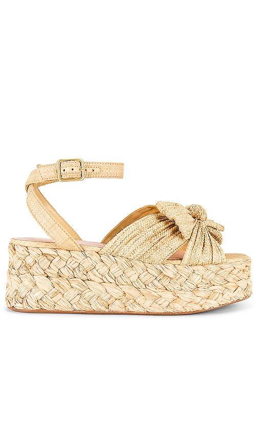 Loeffler Randall Gaby Pleated Bow Braided Raffia Platform Sandal Product Image