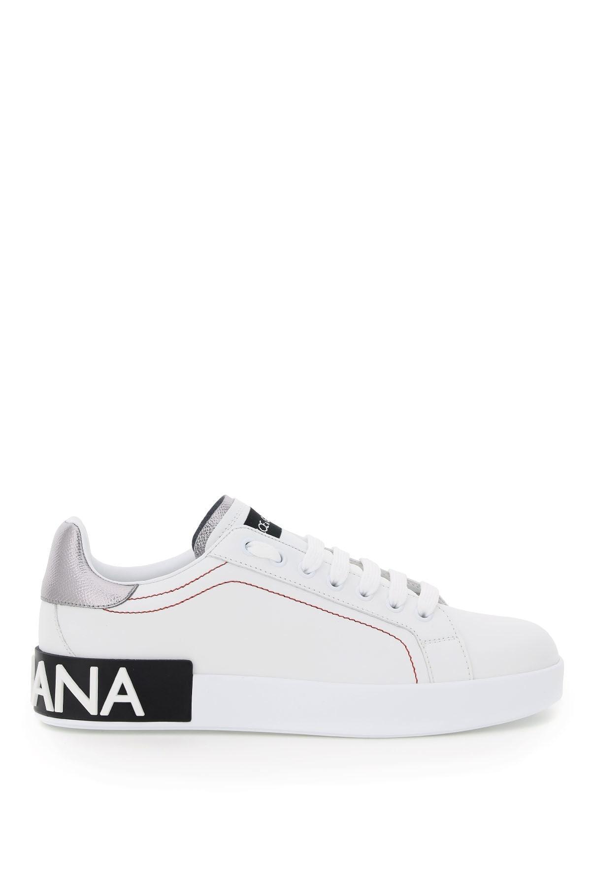 Portofino Leather Sneakers In Rosa Bianco Argento Product Image