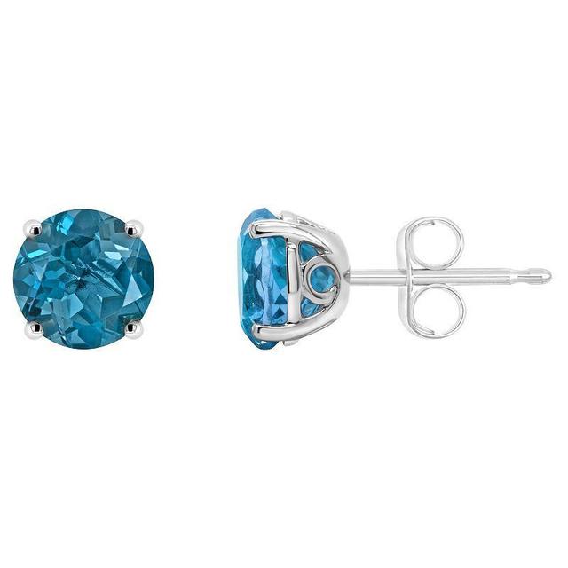 Alyson Layne 14k Gold Round London Blue Topaz Stud Earrings, Womens Product Image