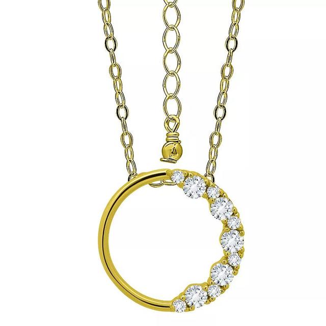 Aleure Precioso Sterling Silver Cubic Zirconia Open Circle Pendant Necklace, Womens Gold Tone Product Image