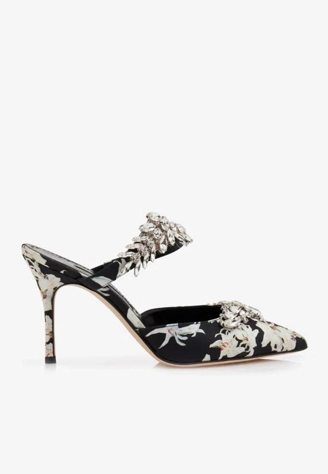 MANOLO BLAHNIK Lurum 90 Jacquard Mule In Grey Product Image