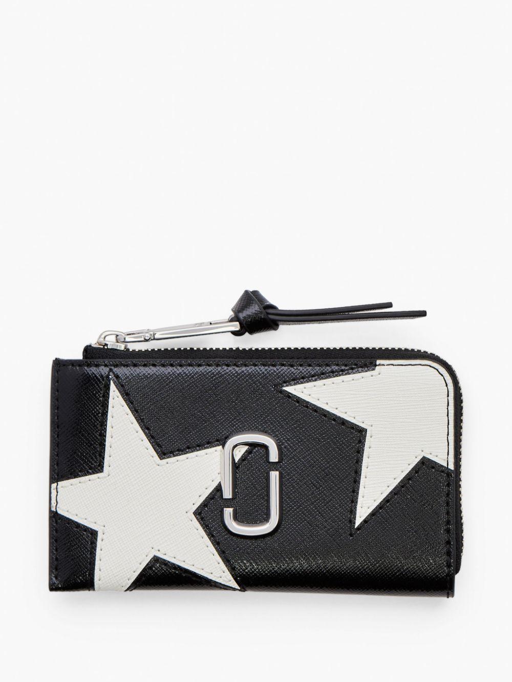 MARC JACOBS The Star Patchwork Utility Snapshot Wallet In Black/white Product Image