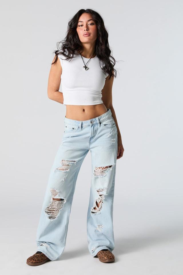 Light Wash Distressed Low Rise Skater Jean Female Product Image