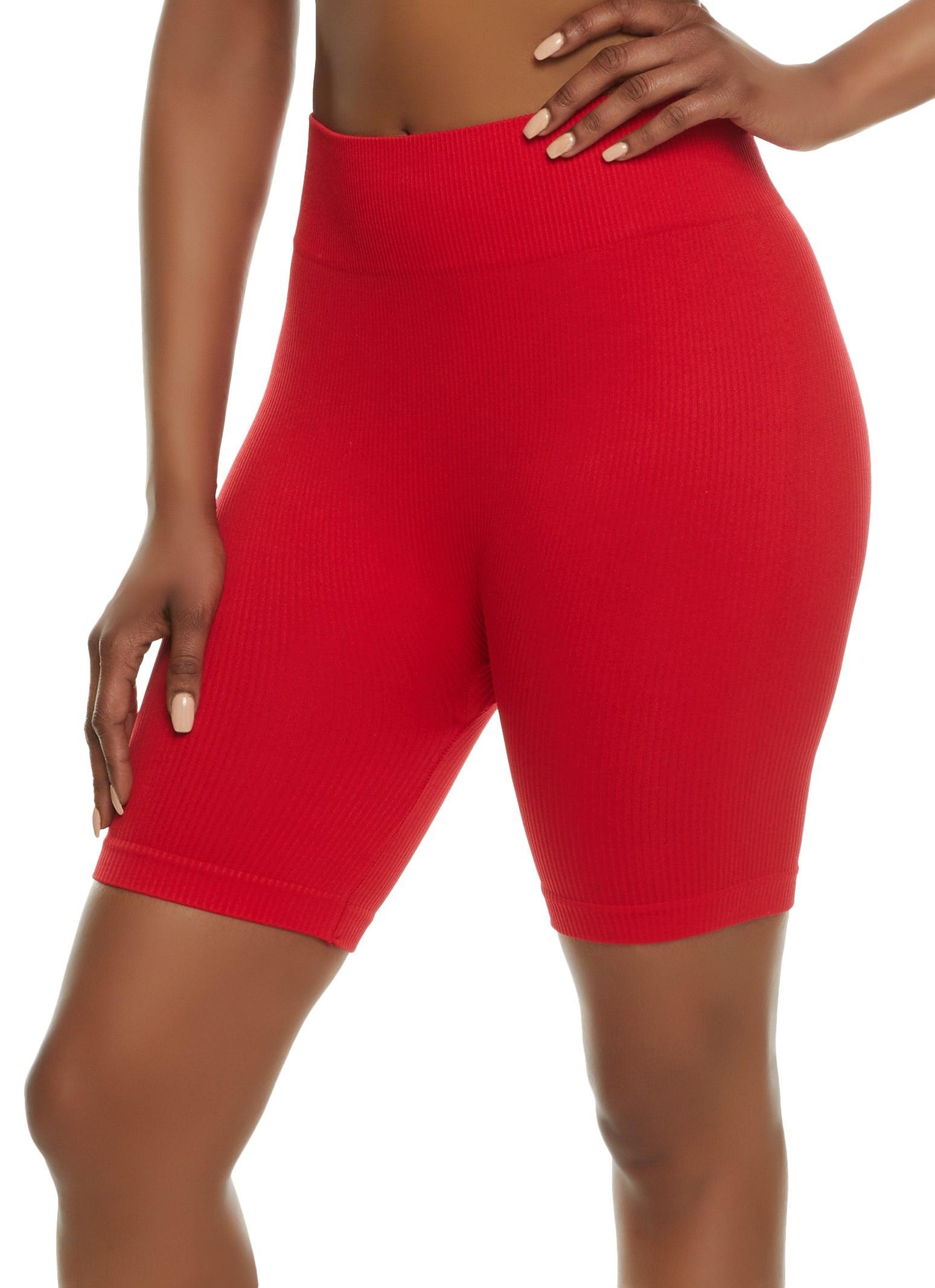 Womens Ribbed Knit Seamless High Waist Bike Shorts Product Image