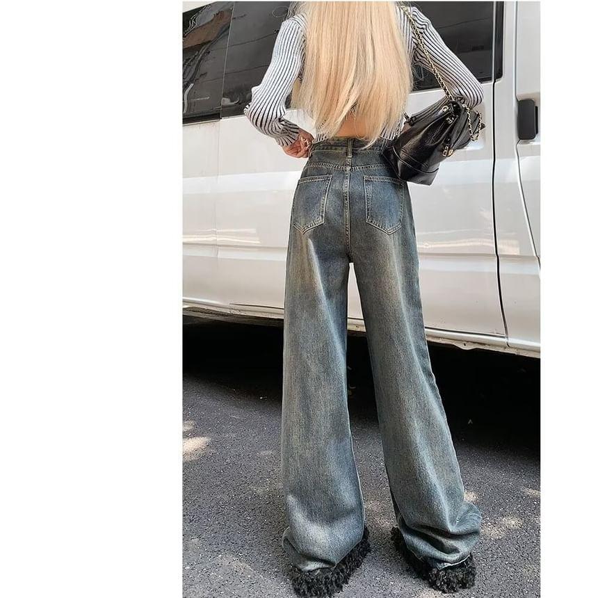 High Rise Washed Wide Leg Jeans Product Image