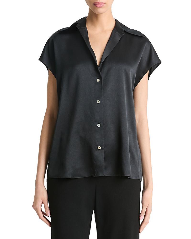 Womens Cap-Sleeve Silk Blouse Product Image