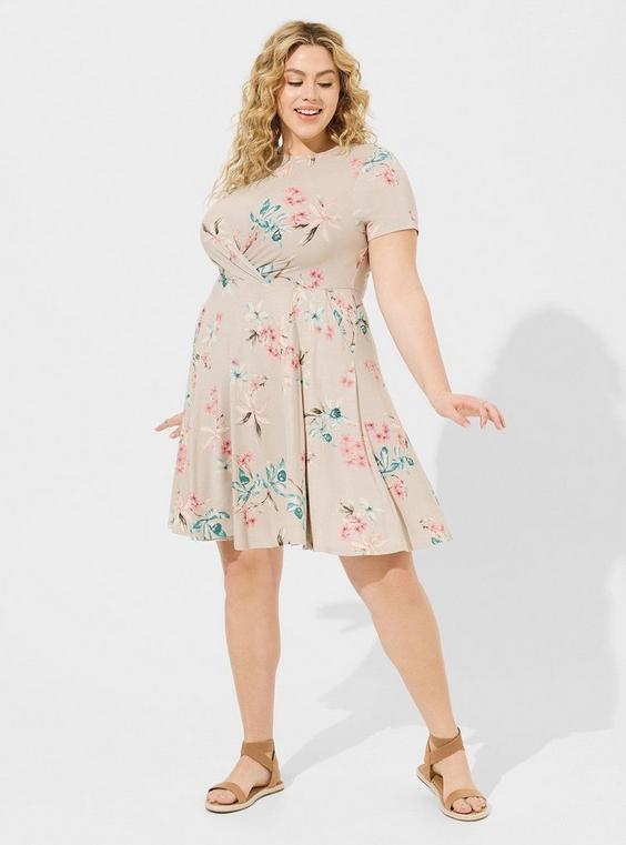 At The Knee Drape Front Skater Dress Product Image