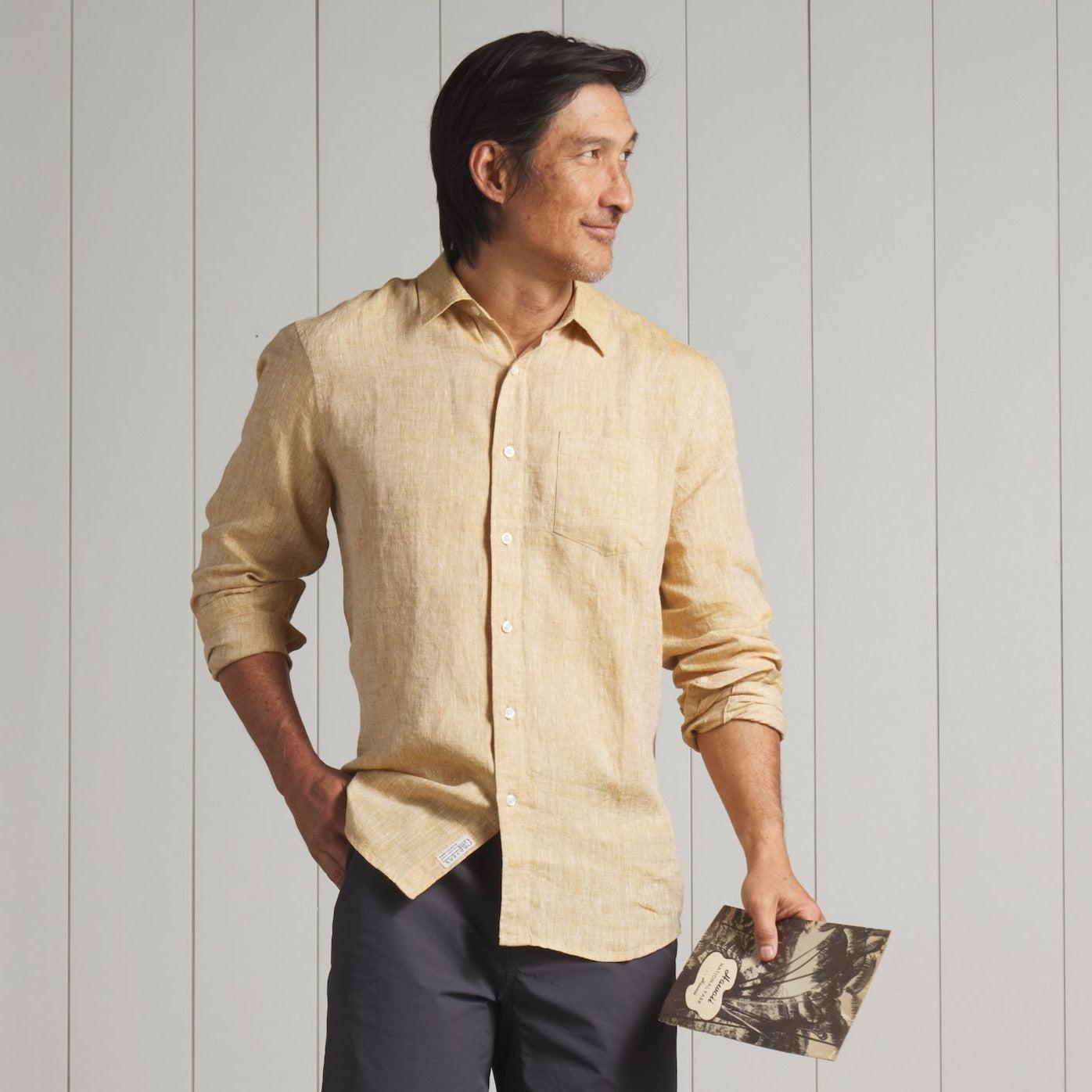 Nantucket Yarn Dyed Linen Shirt - Mustard Product Image