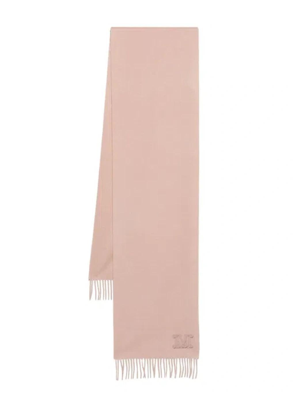 MAX MARA Embroidered-logo Cashmere Scarf In Pink product image