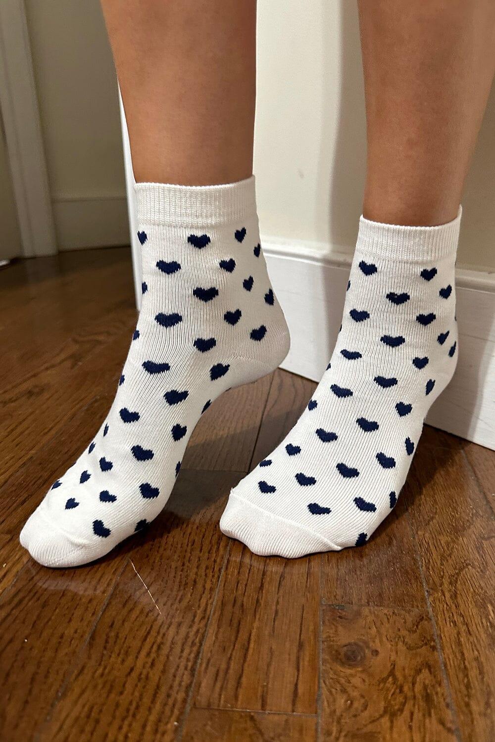 Navy Heart Socks Product Image