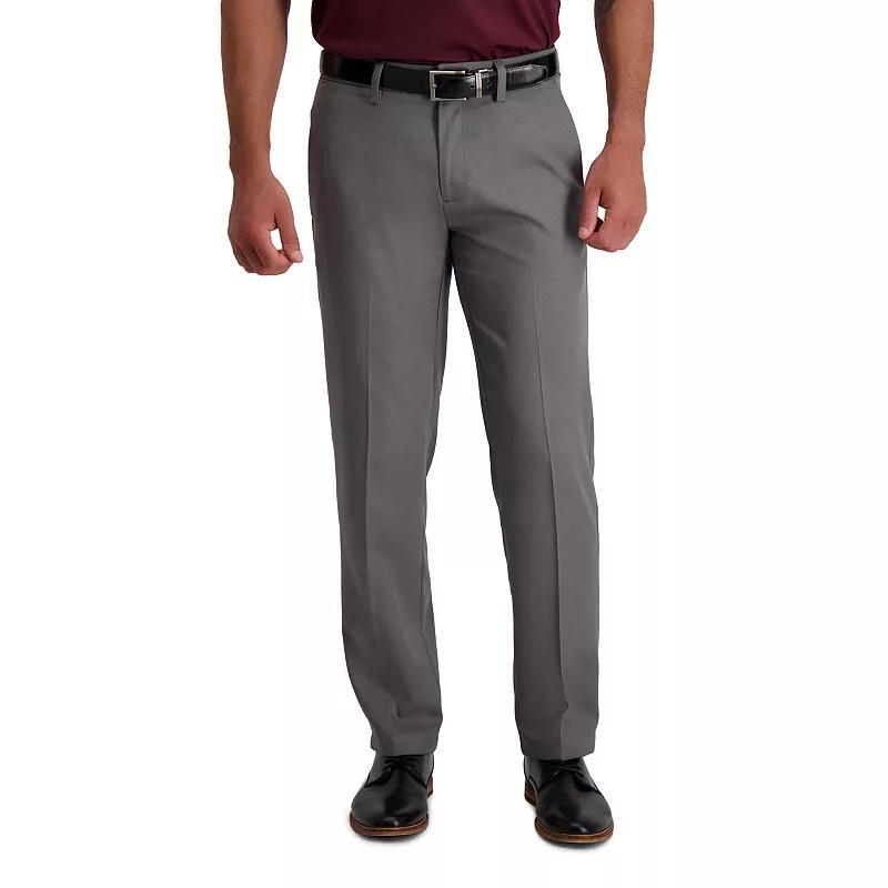 Mens Haggar Cool 18 PRO Straight-Fit Wrinkle-Free Flat-Front Super Flex Waist Pants Grey Gray Product Image