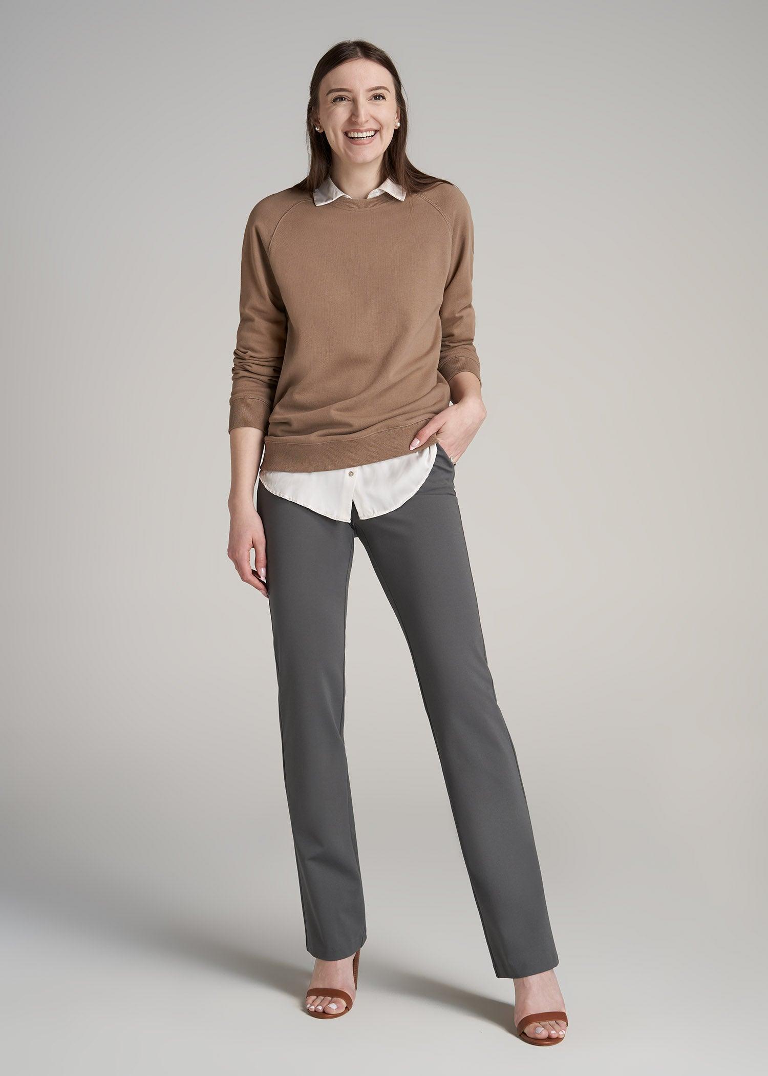 Slim Straight Leg Dress Pants for Tall Women in Slate Product Image