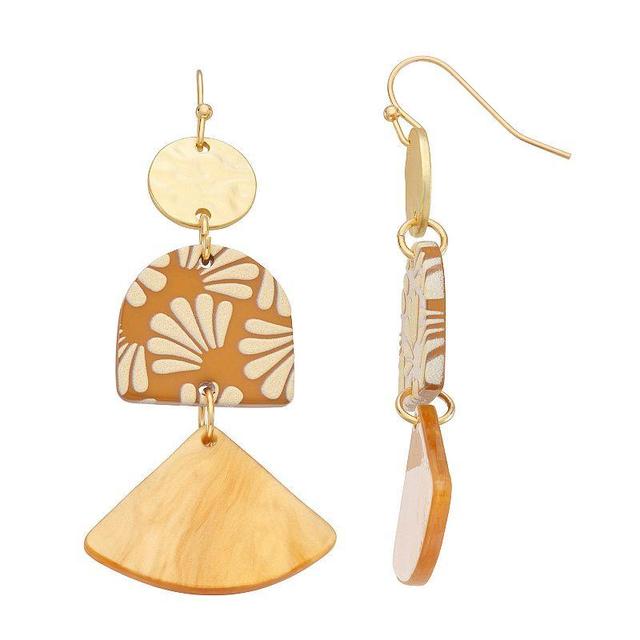 Sonoma Goods For Life Gold Tone Resin Mixed Media Drop Earrings, Womens, Brown Product Image