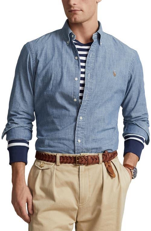 Polo Ralph Lauren Classic-Fit Button-Front Solid Chambray Shirt Product Image