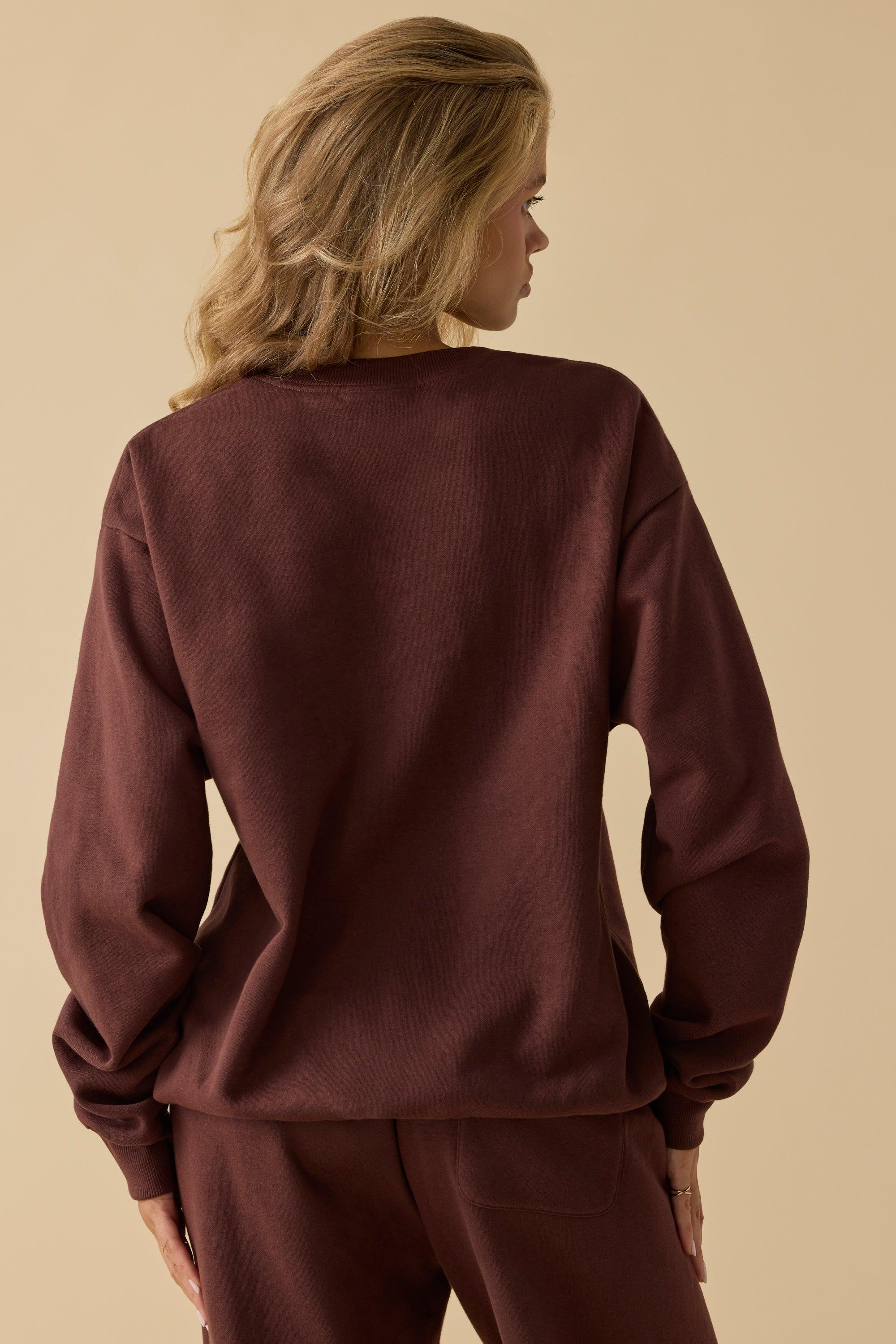 Oversized Crew Neck Sweatshirt in Mahogany Product Image