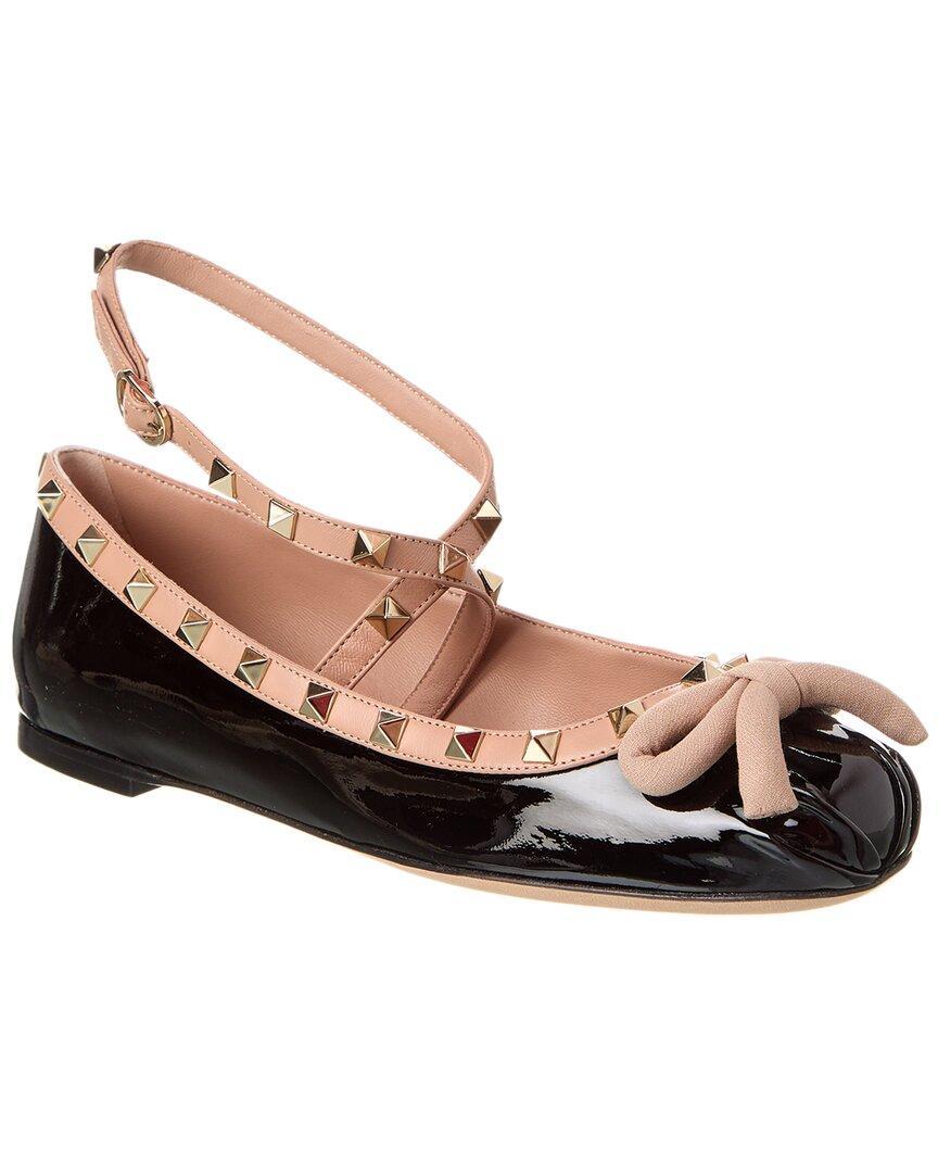 Valentino Rockstud Patent Ballerina Flat In Black Product Image