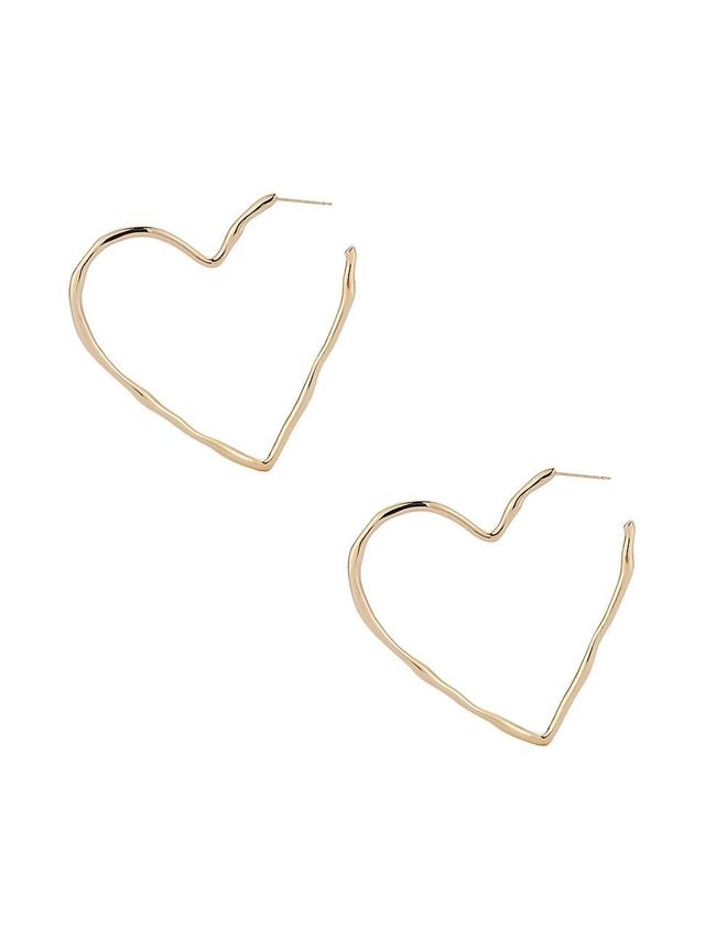 Womens Emilie 14K-Gold-Plated Heart Hoop Earrings Product Image