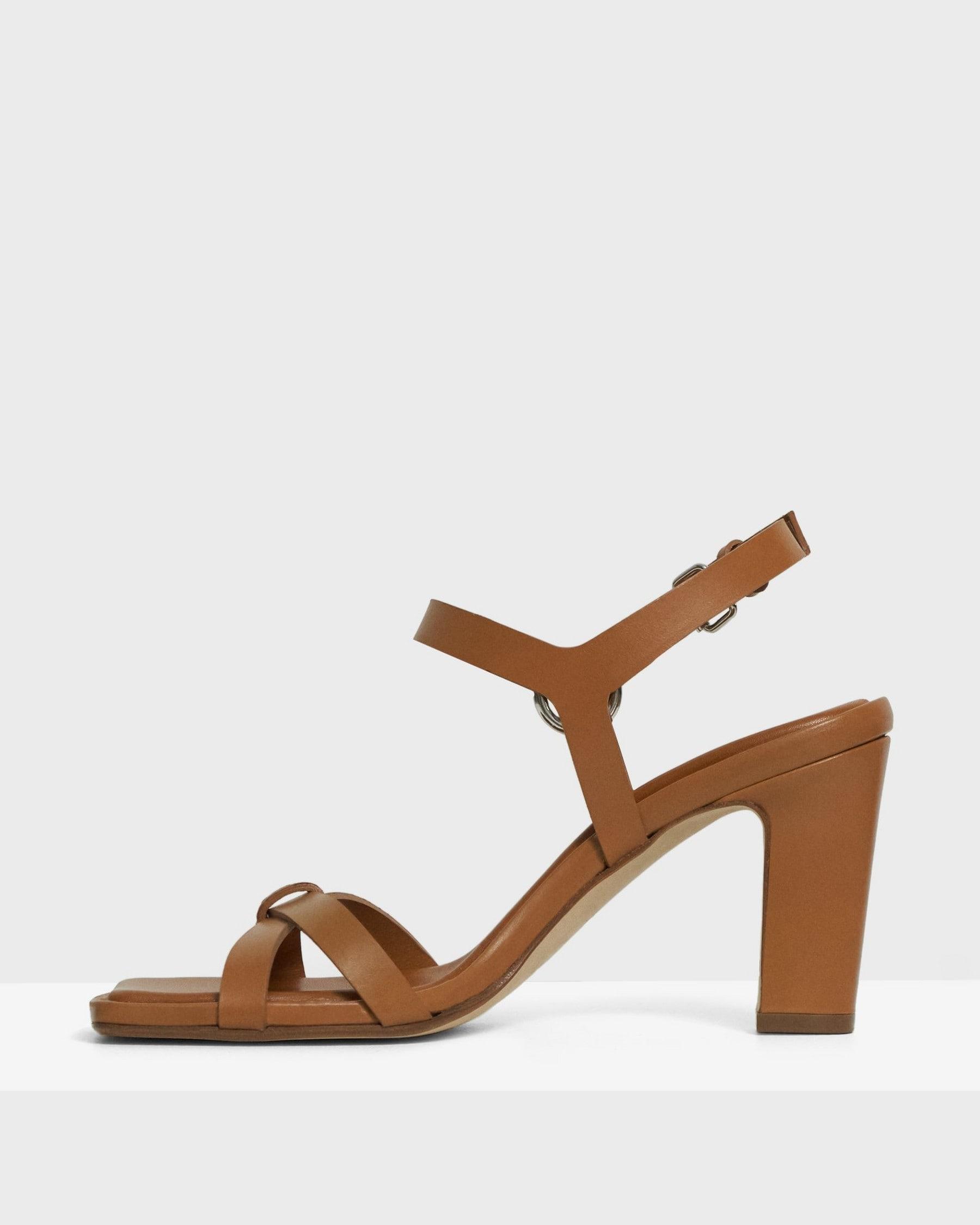 Block Heel Sandal in Leather Product Image