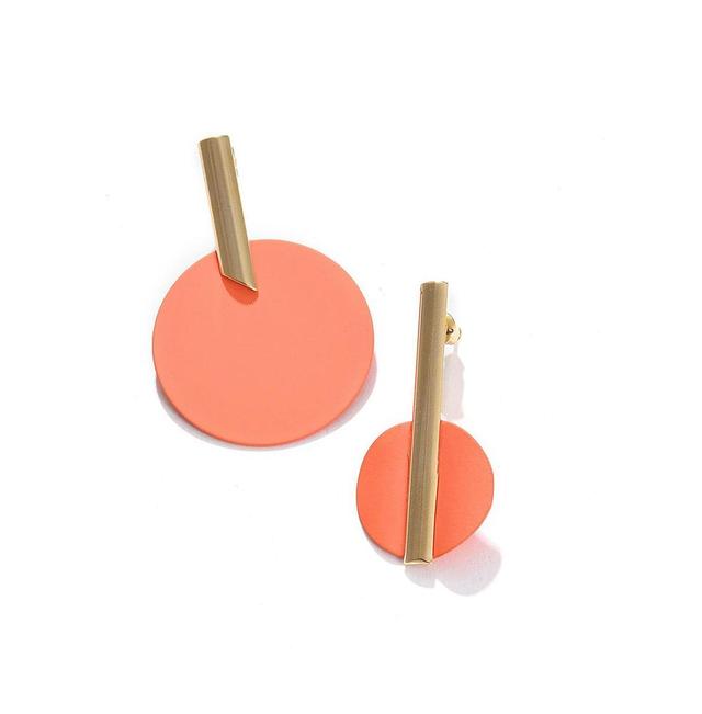 Sohi Womens Orange Circular Drop Earrings Product Image