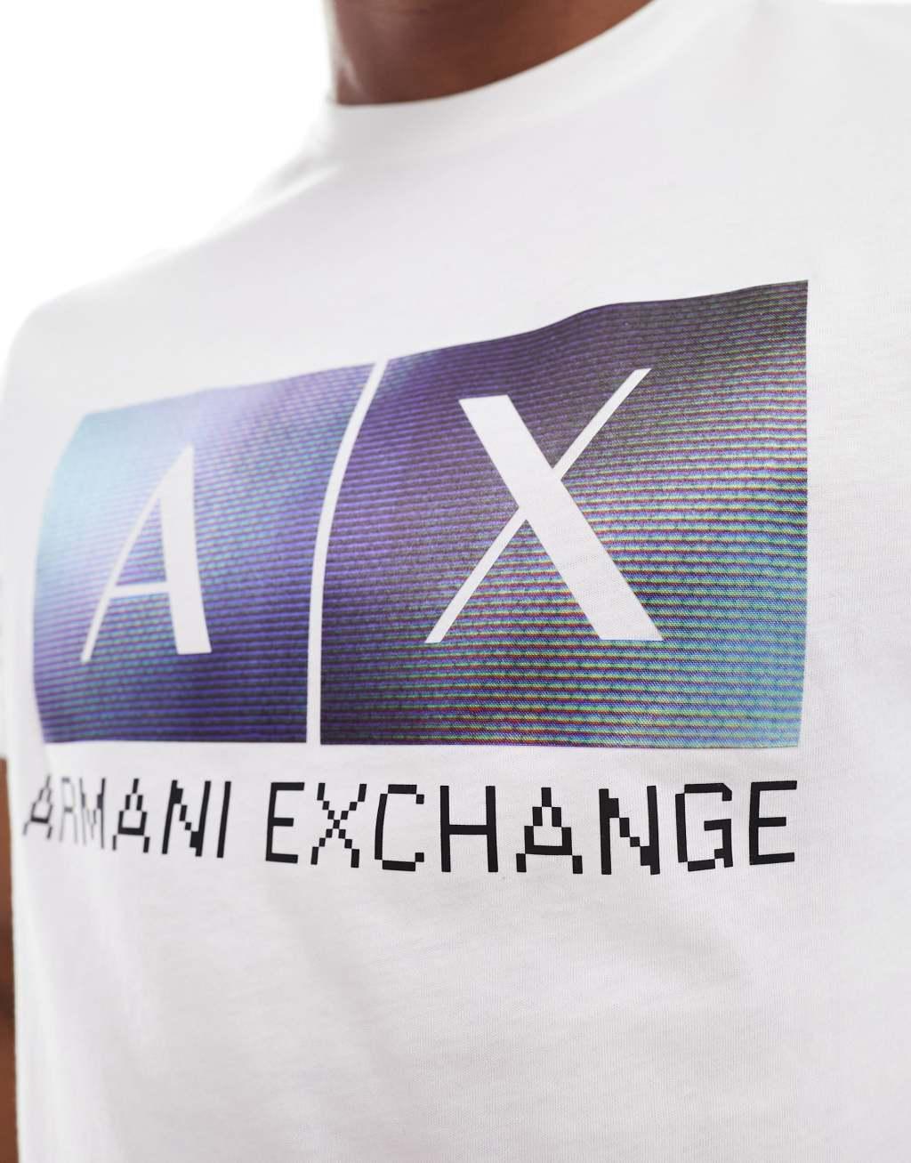 Armani Exchange chest box logo T-shirt in off white Product Image