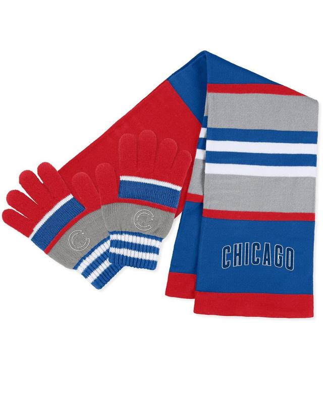 Womens WEAR by Erin Andrews Chicago Cubs Stripe Glove & Scarf Set Product Image