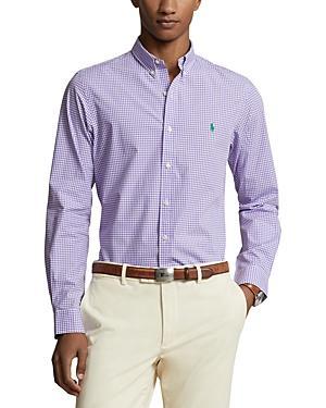 Polo Ralph Lauren Classic Fit Gingham Stretch Poplin Shirt (4656I Lavender/White) Men's Clothing Product Image