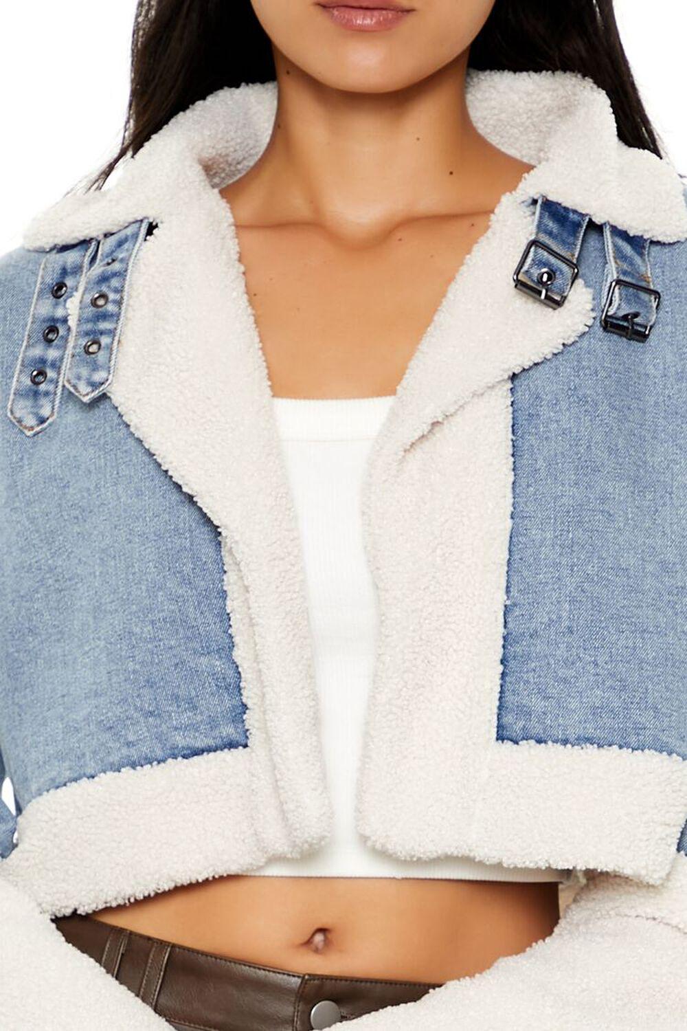 Faux Shearling Denim Moto Jacket | Forever 21 Product Image