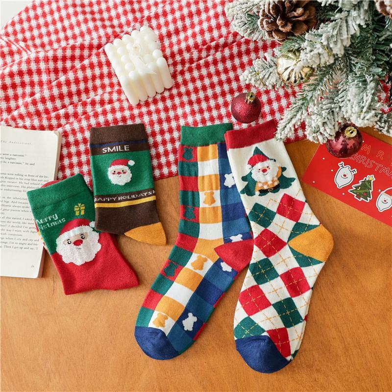 Christmas Cartoon Print Socks Product Image