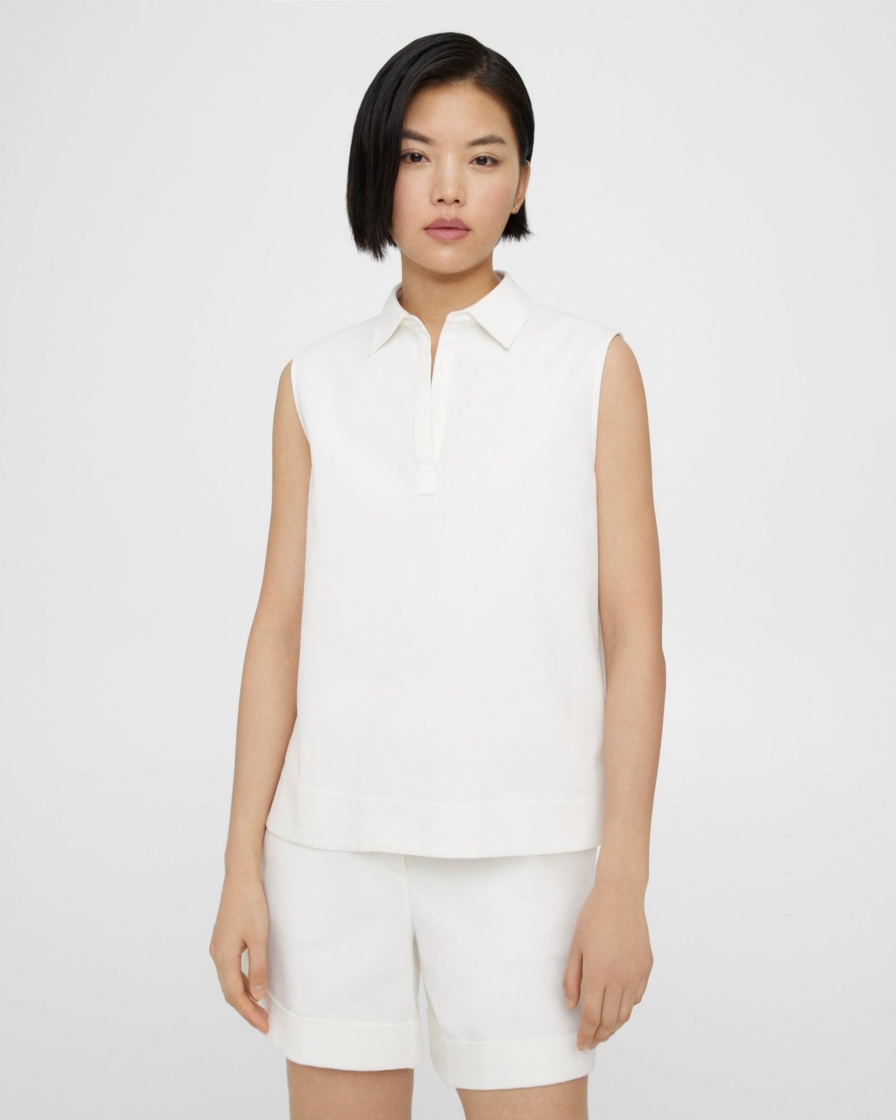 Sleeveless Polo Shell Top in Cotton Piqué product image