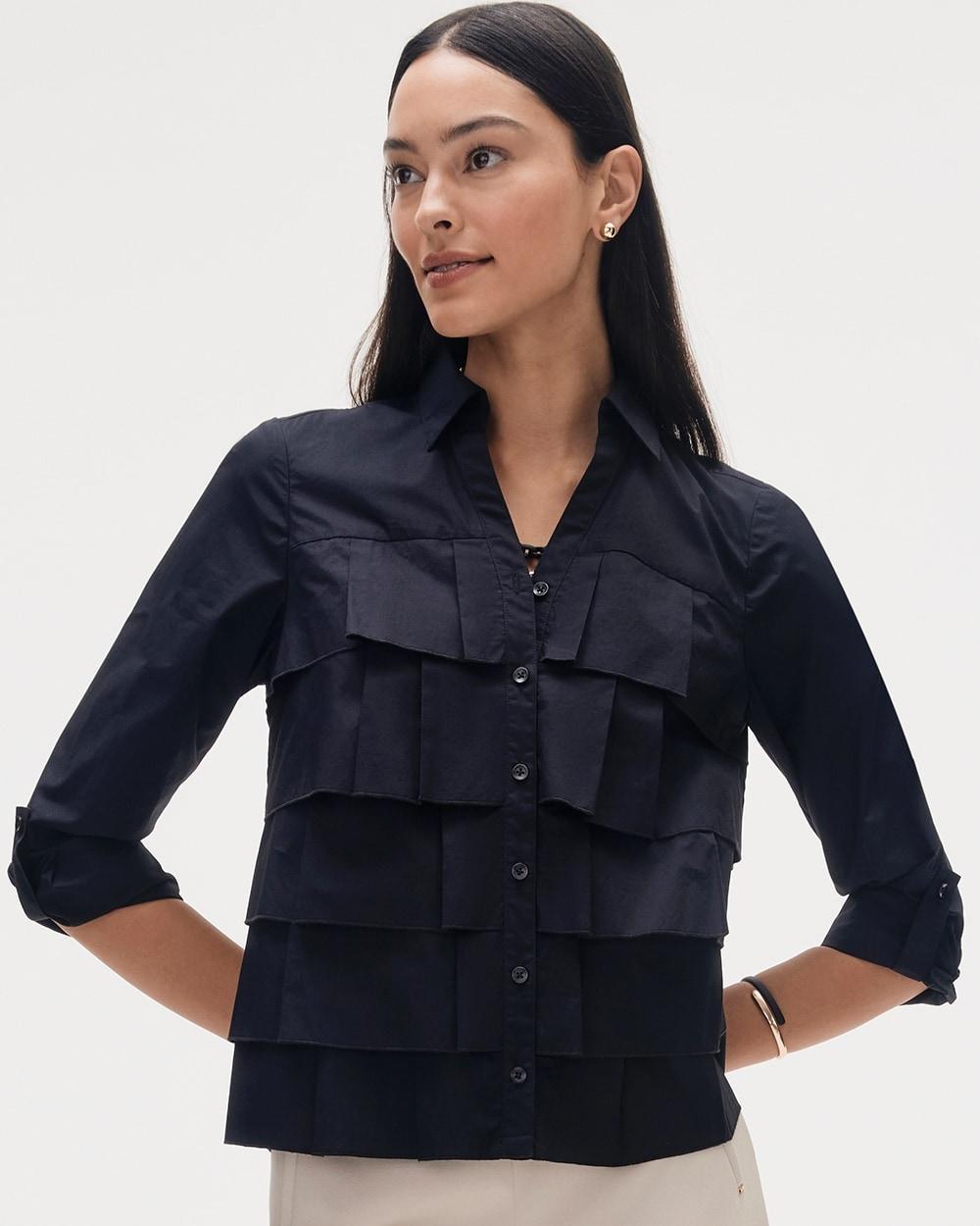 Women's Poplin Ruffle Shirt Product Image