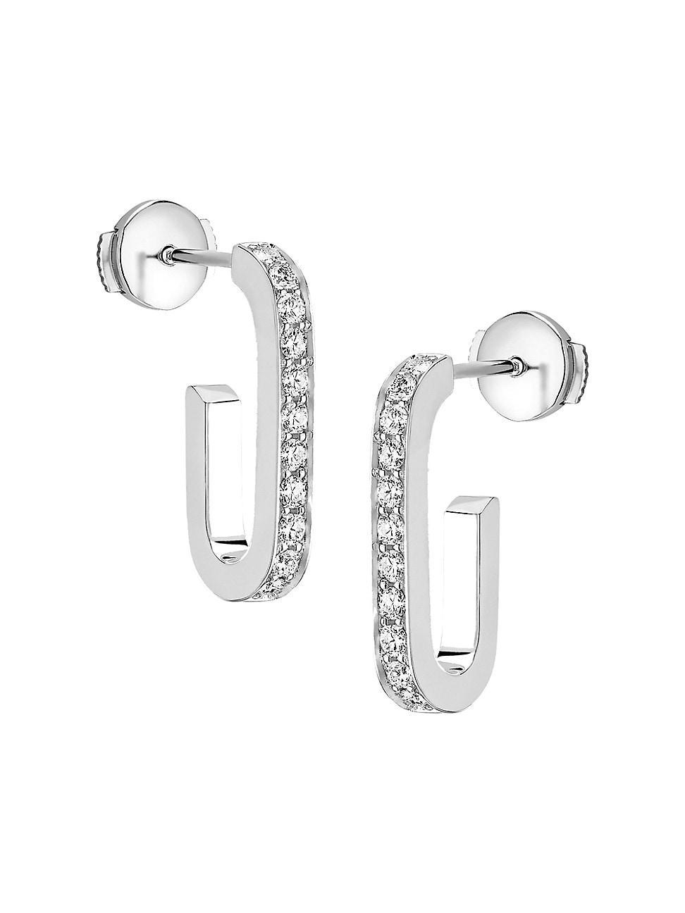 Womens Maillon 18K White Gold & 0.4 TCW Diamonds L-Hoop Earrings Product Image