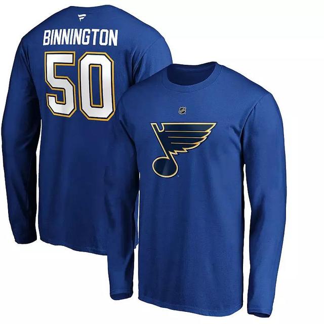 Mens Fanatics Branded Jordan Binnington St. Louis s Authentic Stack Name & Number Long Sleeve T-Shirt Product Image