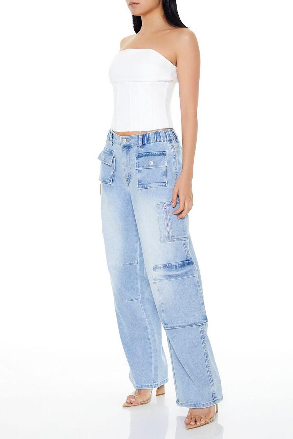 Mid-Rise Wide-Leg Cargo Jeans | Forever 21 Product Image