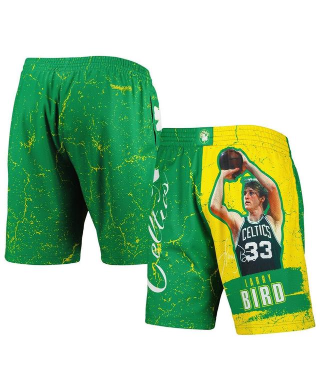 Mens Mitchell & Ness Larry Bird Green Boston Celtics Hardwood Classics Player Burst Shorts Product Image