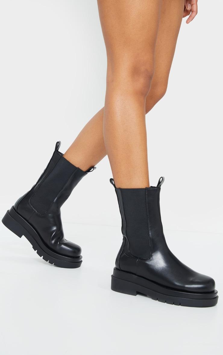 Black Calf High Chunky Chelsea Boot Product Image