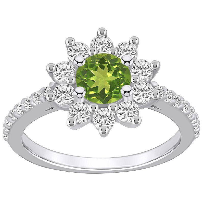 Alyson Layne 14k White Gold Peridot & 3/4 Carat T.W. Diamond Halo Ring, Womens Green Product Image